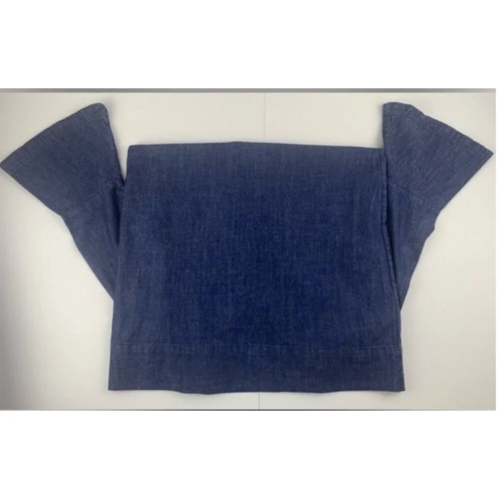 Draper James Chambray Shift Mini Dress Ruffle‎ Detail Dark Wash 3/4 Sleeve Sz 0 - Picture 5 of 11